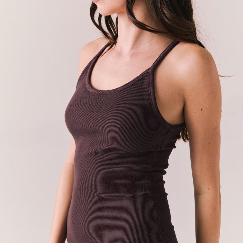 Chaser Chocolate Ribbed Tank Dress